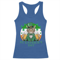 Funny St Catrick's Day Beer Racerback Tank Top St Patrick's Day Cat Beer Shamrock
