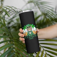 Funny St Catrick's Day Beer Skinny Tumbler St Patrick's Day Cat Beer Shamrock - Wonder Print Shop