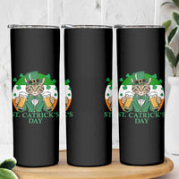 Funny St Catrick's Day Beer Skinny Tumbler St Patrick's Day Cat Beer Shamrock - Wonder Print Shop