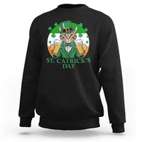 Funny St Catrick's Day Beer Sweatshirt St Patrick's Day Cat Beer Shamrock