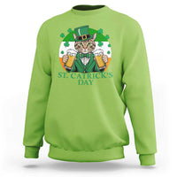 Funny St Catrick's Day Beer Sweatshirt St Patrick's Day Cat Beer Shamrock