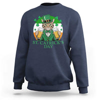 Funny St Catrick's Day Beer Sweatshirt St Patrick's Day Cat Beer Shamrock
