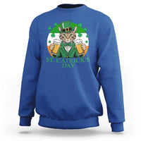 Funny St Catrick's Day Beer Sweatshirt St Patrick's Day Cat Beer Shamrock