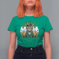 Funny St Catrick's Day Beer T Shirt For Women St Patrick's Day Cat Beer Shamrock