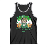 Funny St Catrick's Day Beer Tank Top St Patrick's Day Cat Beer Shamrock