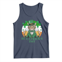 Funny St Catrick's Day Beer Tank Top St Patrick's Day Cat Beer Shamrock