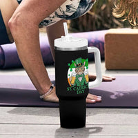 Funny St Catrick's Day Beer Tumbler With Handle St Patrick's Day Cat Beer Shamrock - Wonder Print Shop