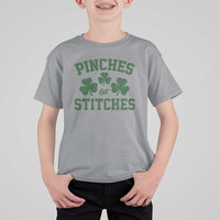 Funny St Patrick's Day Pinches Get Stiches T Shirt For Kid Shamrock