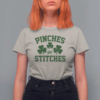 Funny St Patrick's Day Pinches Get Stiches T Shirt For Women Shamrock