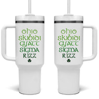 Funny Ohio Skibidi Gyatt Sigma Rizz St Patrick's Day Tumbler With Handle Shamrock