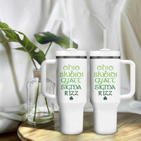 Funny Ohio Skibidi Gyatt Sigma Rizz St Patrick's Day Tumbler With Handle Shamrock