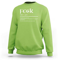 Funny Irish Pride Sweatshirt Feck Definition Shamrocks St Patrick's Day