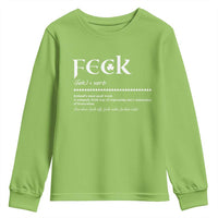 Funny Irish Pride Youth Sweatshirt Feck Definition Shamrocks St Patrick's Day