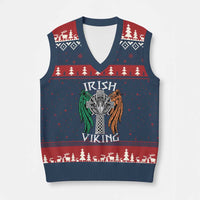 Irish Viking V-Neck Knit Sweater Vest Vintage Shamrock Celtic Viking Skull - Wonder Print Shop