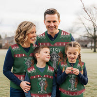 Irish Viking V-Neck Knit Sweater Vest Vintage Shamrock Celtic Viking Skull - Wonder Print Shop