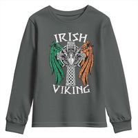 Irish Viking Youth Sweatshirt Vintage Shamrock Celtic Viking Skull