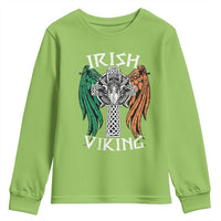 Irish Viking Youth Sweatshirt Vintage Shamrock Celtic Viking Skull