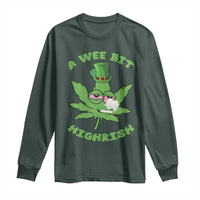 Funny St Patrick's Day Cannabis Weed Long Sleeve Shirt A Wee Bit Highrish Shamrock