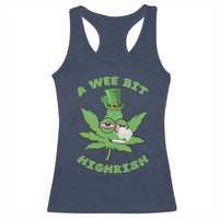 Funny St Patrick's Day Cannabis Weed Racerback Tank Top A Wee Bit Highrish Shamrock