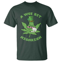 Funny St Patrick's Day Cannabis Weed T Shirt A Wee Bit Highrish Shamrock