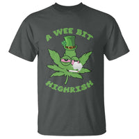 Funny St Patrick's Day Cannabis Weed T Shirt A Wee Bit Highrish Shamrock