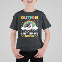 Funny Autism Can't Dim My Sparkle T Shirt For Kid Autism Awareness Unicorn Rainbow
