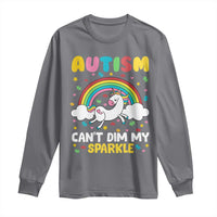 Funny Autism Can't Dim My Sparkle Long Sleeve Shirt Autism Awareness Unicorn Rainbow