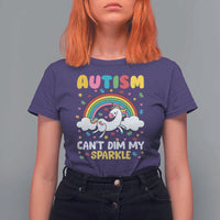 Funny Autism Can't Dim My Sparkle T Shirt For Women Autism Awareness Unicorn Rainbow