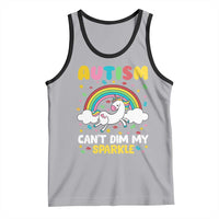 Funny Autism Can't Dim My Sparkle Tank Top Autism Awareness Unicorn Rainbow