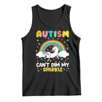 Funny Autism Can't Dim My Sparkle Tank Top Autism Awareness Unicorn Rainbow