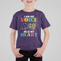 I Am His Voice He Is My Heart T Shirt For Kid Autism Awareness Puzzle Piece