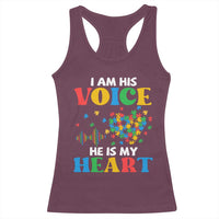 I Am His Voice He Is My Heart Racerback Tank Top Autism Awareness Puzzle Piece