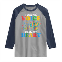 I Am His Voice He Is My Heart Raglan Shirt Autism Awareness Puzzle Piece