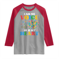 I Am His Voice He Is My Heart Raglan Shirt Autism Awareness Puzzle Piece
