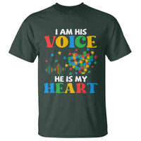 I Am His Voice He Is My Heart T Shirt Autism Awareness Puzzle Piece