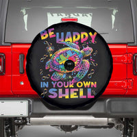 Funny Autism Awareness Be Happy In Your Own Shell Spare Tire Cover Rainbow Puzzle Turtle