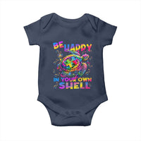 Funny Autism Awareness Be Happy In Your Own Shell Baby Onesie Rainbow Puzzle Turtle