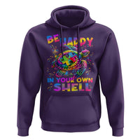 Funny Autism Awareness Be Happy In Your Own Shell Hoodie Rainbow Puzzle Turtle