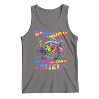 Funny Autism Awareness Be Happy In Your Own Shell Tank Top Rainbow Puzzle Turtle