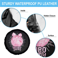 Neurodivergent Neuro Sparkly Spare Tire Cover Autism Spectrum ADHD Pink Bow Disco Ball