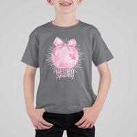 Neurodivergent Neuro Sparkly T Shirt For Kid Autism Spectrum ADHD Pink Bow Disco Ball