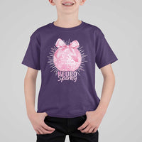 Neurodivergent Neuro Sparkly T Shirt For Kid Autism Spectrum ADHD Pink Bow Disco Ball