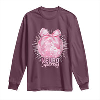 Neurodivergent Neuro Sparkly Long Sleeve Shirt Autism Spectrum ADHD Pink Bow Disco Ball