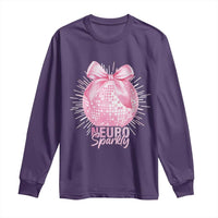 Neurodivergent Neuro Sparkly Long Sleeve Shirt Autism Spectrum ADHD Pink Bow Disco Ball