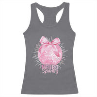 Neurodivergent Neuro Sparkly Racerback Tank Top Autism Spectrum ADHD Pink Bow Disco Ball