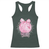 Neurodivergent Neuro Sparkly Racerback Tank Top Autism Spectrum ADHD Pink Bow Disco Ball