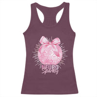 Neurodivergent Neuro Sparkly Racerback Tank Top Autism Spectrum ADHD Pink Bow Disco Ball