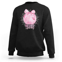 Neurodivergent Neuro Sparkly Sweatshirt Autism Spectrum ADHD Pink Bow Disco Ball