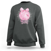 Neurodivergent Neuro Sparkly Sweatshirt Autism Spectrum ADHD Pink Bow Disco Ball