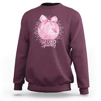 Neurodivergent Neuro Sparkly Sweatshirt Autism Spectrum ADHD Pink Bow Disco Ball
